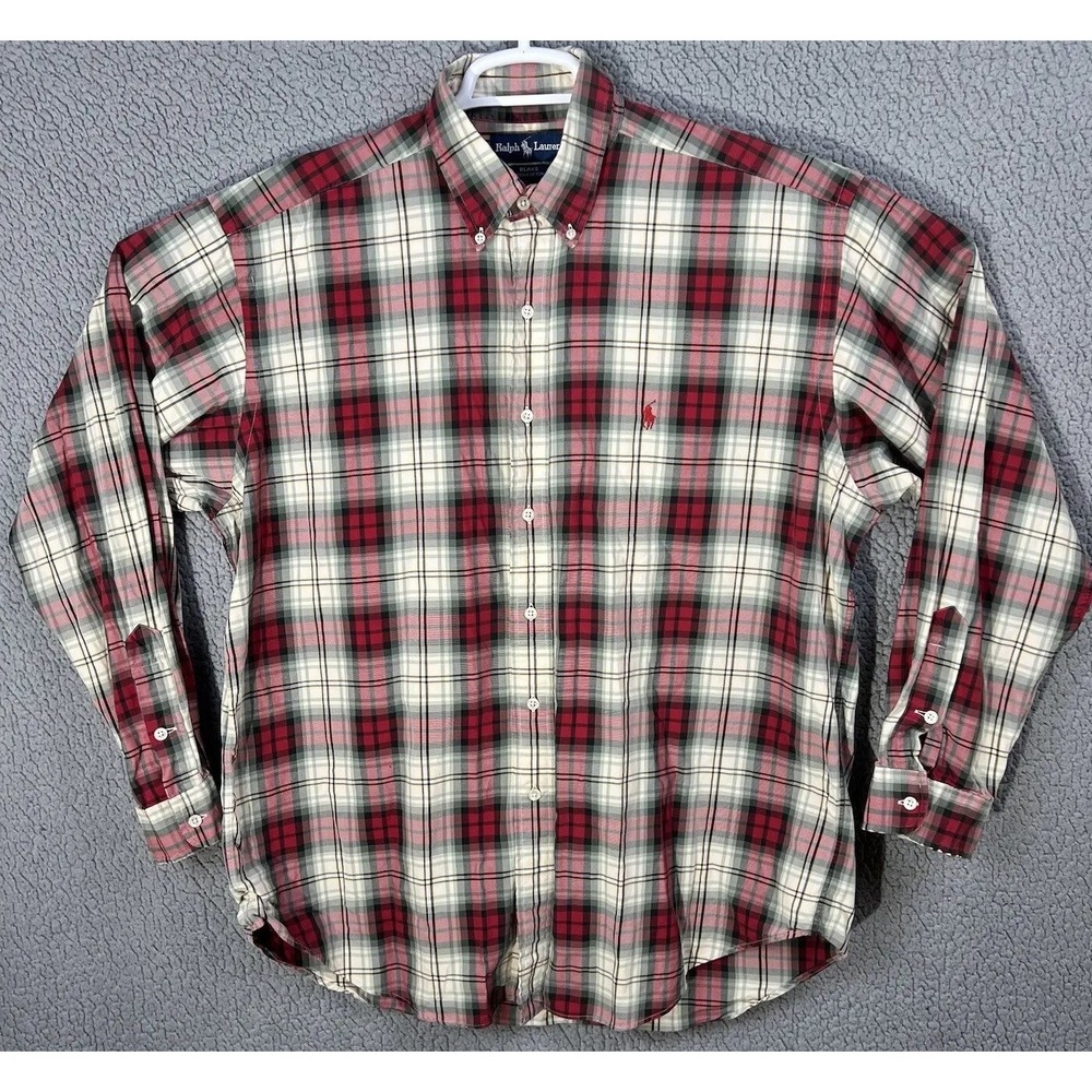 Ralph Lauren Shirt Mens Large Blake Red Plaid Preppy Normcore‎ Retro